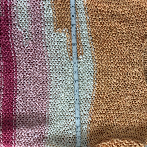 J.Jill Open Knit Striped Sweater Coastal Beach Layer Pink Orange Lightweight - Picture 8 of 8